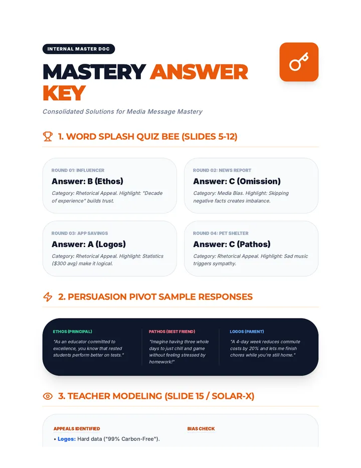 Mastery Master Answer Key