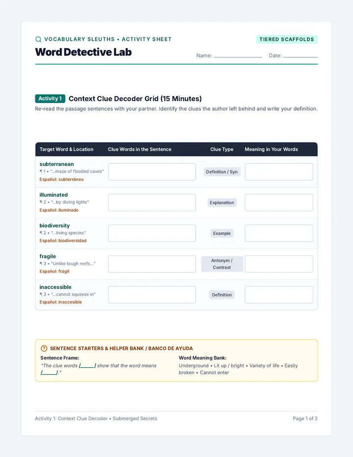 Word Detective Worksheet