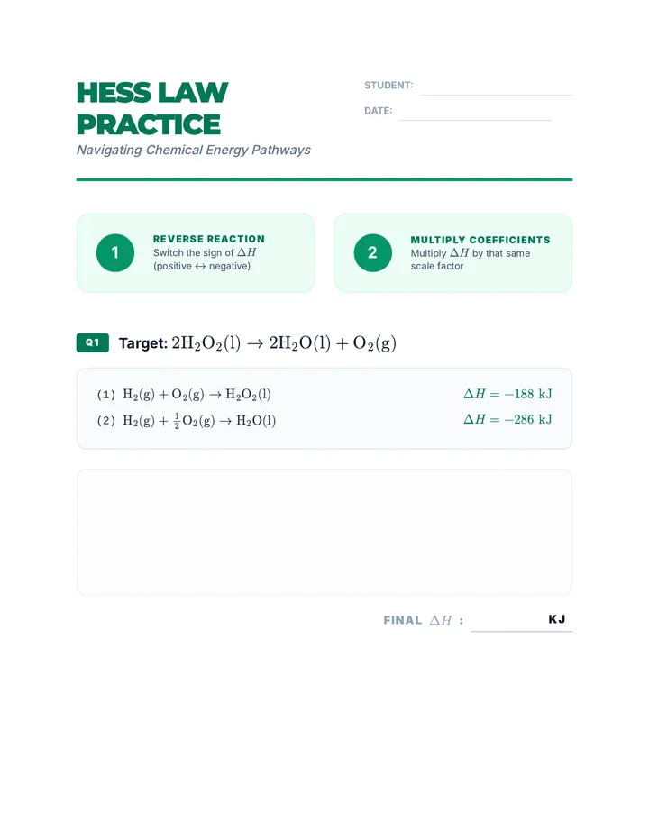 Hess Practice Worksheet