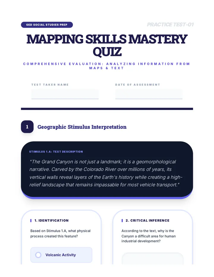 GED Mapping Mastery Quiz