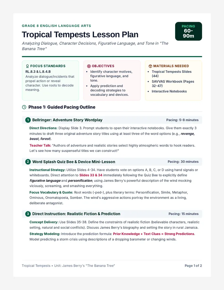Tropical Tempests Lesson Plan