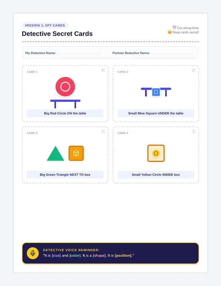 Show and Spy Speaking Cards