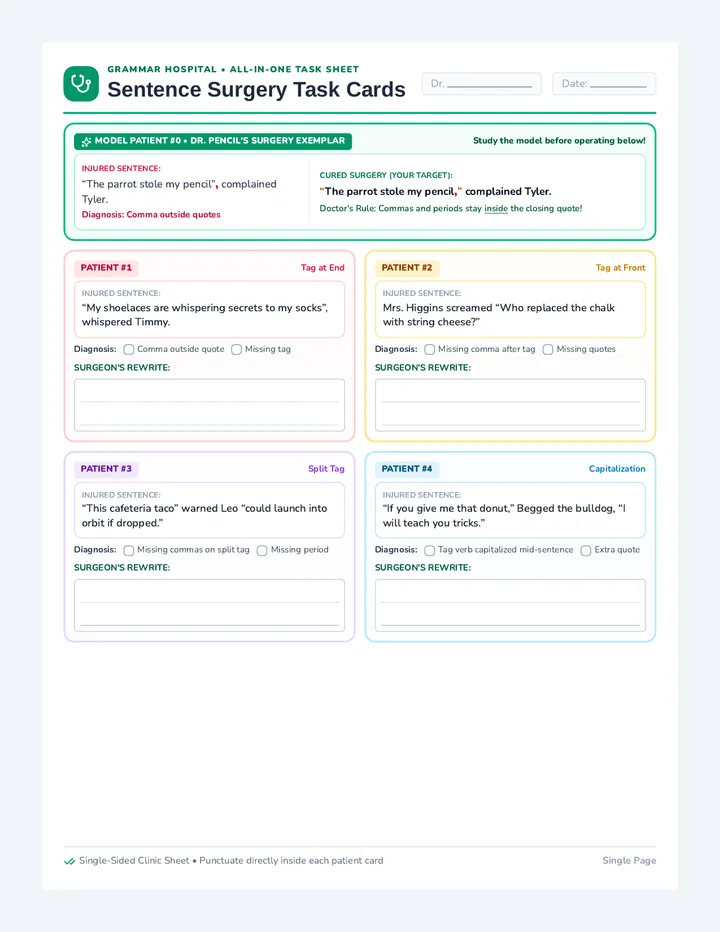 Sentence Surgery Task Cards