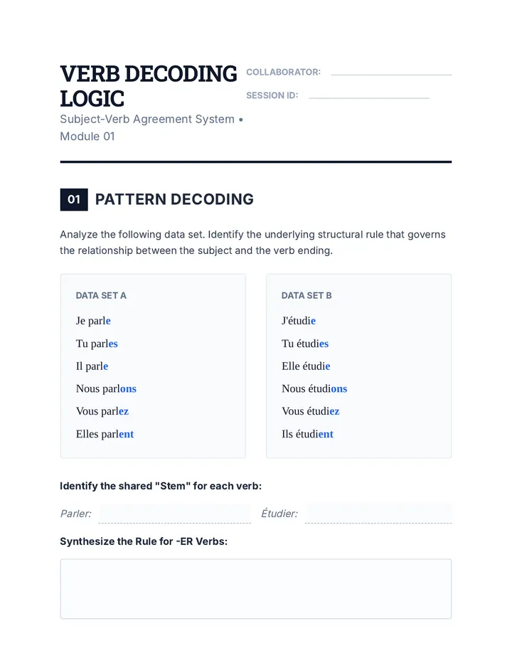 Verb Decoding Worksheet