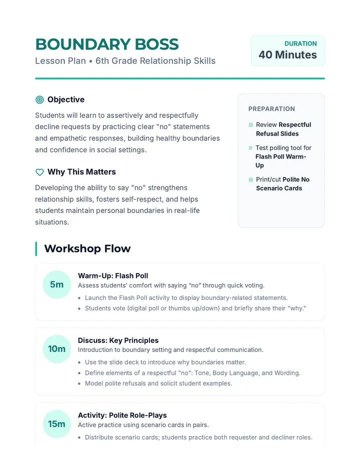 Boundary Boss Lesson Plan
