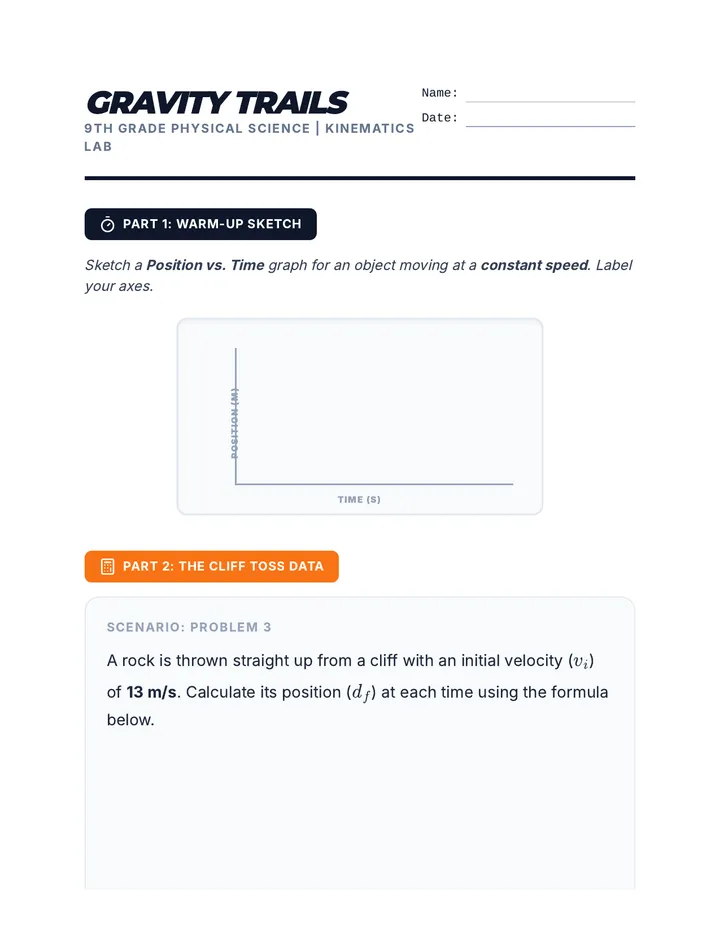 Gravity Trails Lab Sheet