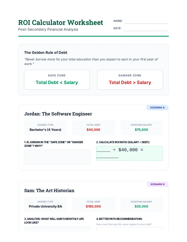 ROI Calculator Worksheet
