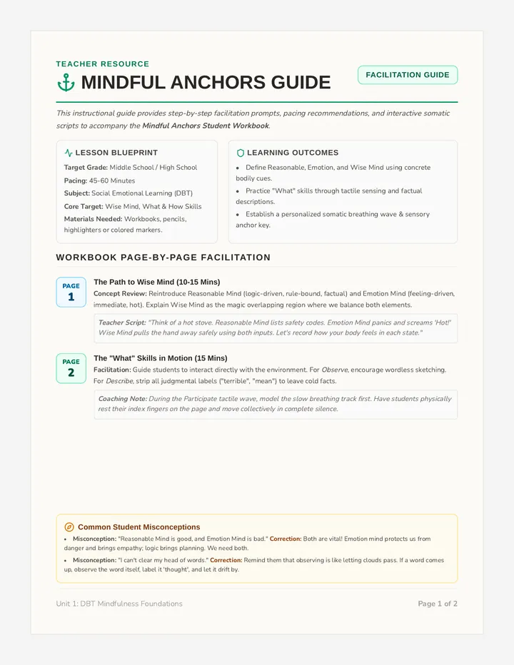 Mindful Anchors Teacher Guide