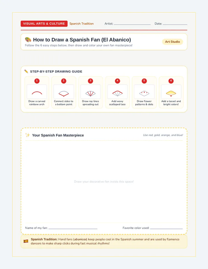 Spanish Fan Guided Drawing