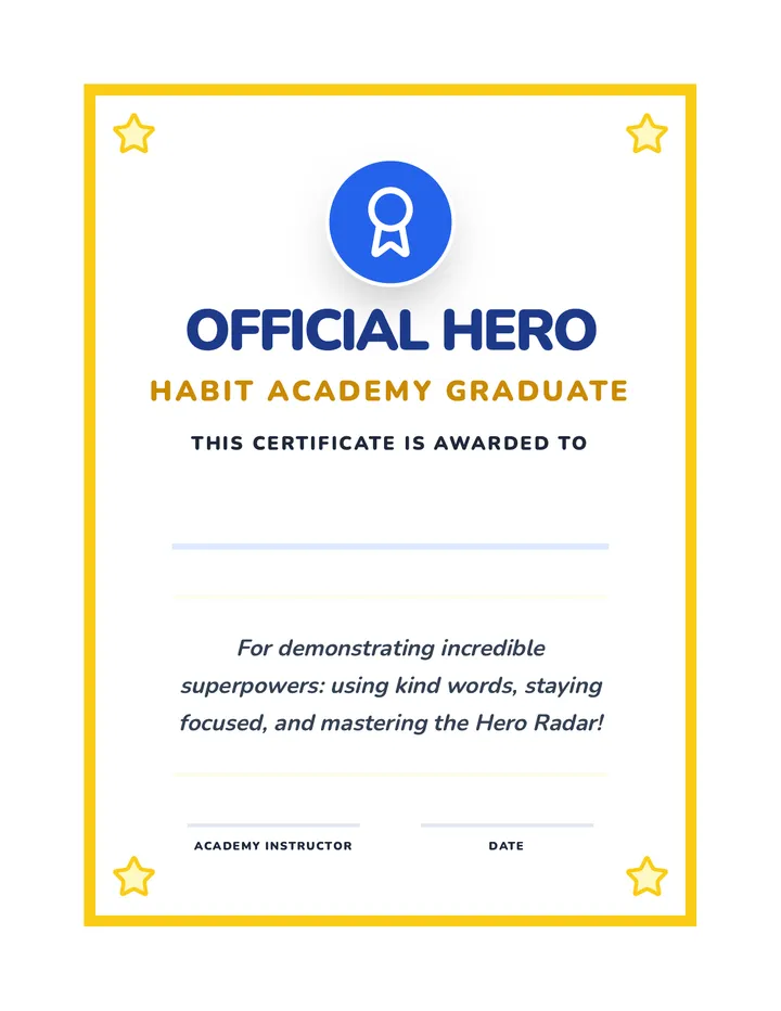 Hero Graduation Certificate Award