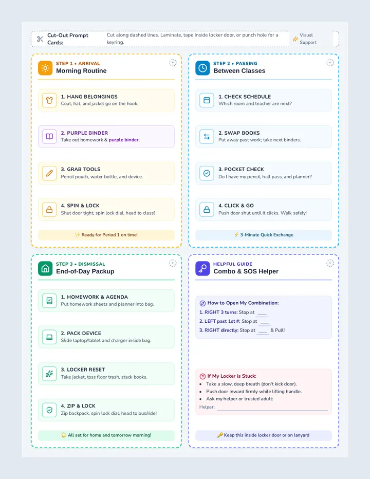 Locker Routine Visual Cards