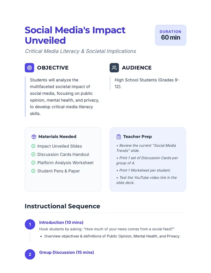 Impact Unveiled Lesson Plan
