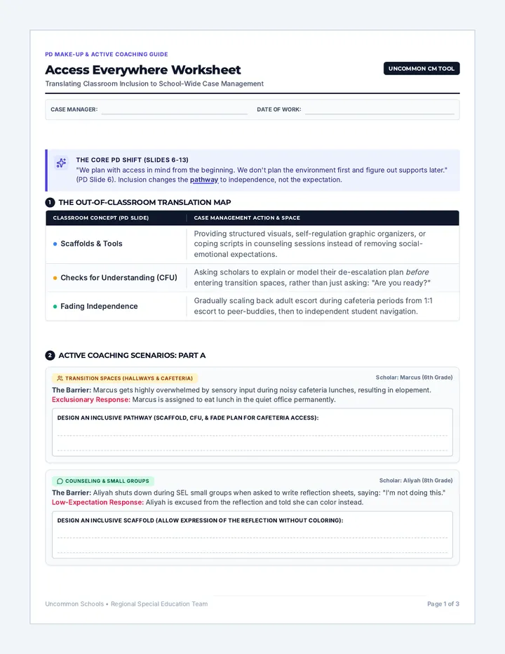 Access Everywhere Worksheet