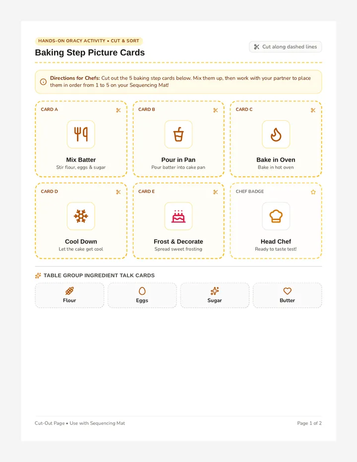 Baking Cards Activity