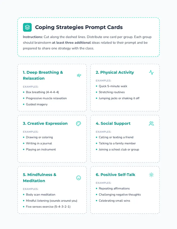 Coping Strategies Prompt Cards