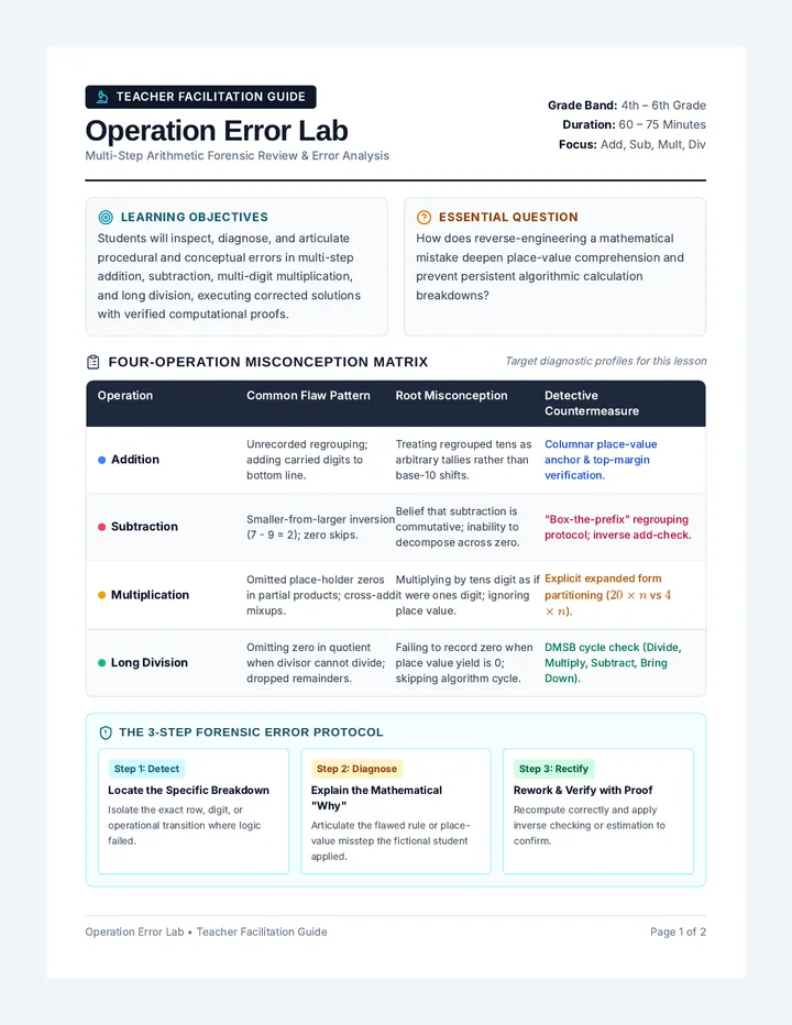 Operation Error Lab Lesson Plan