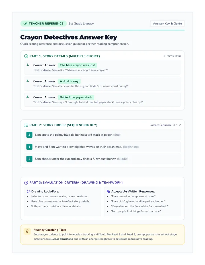 Crayon Detectives Answer Key