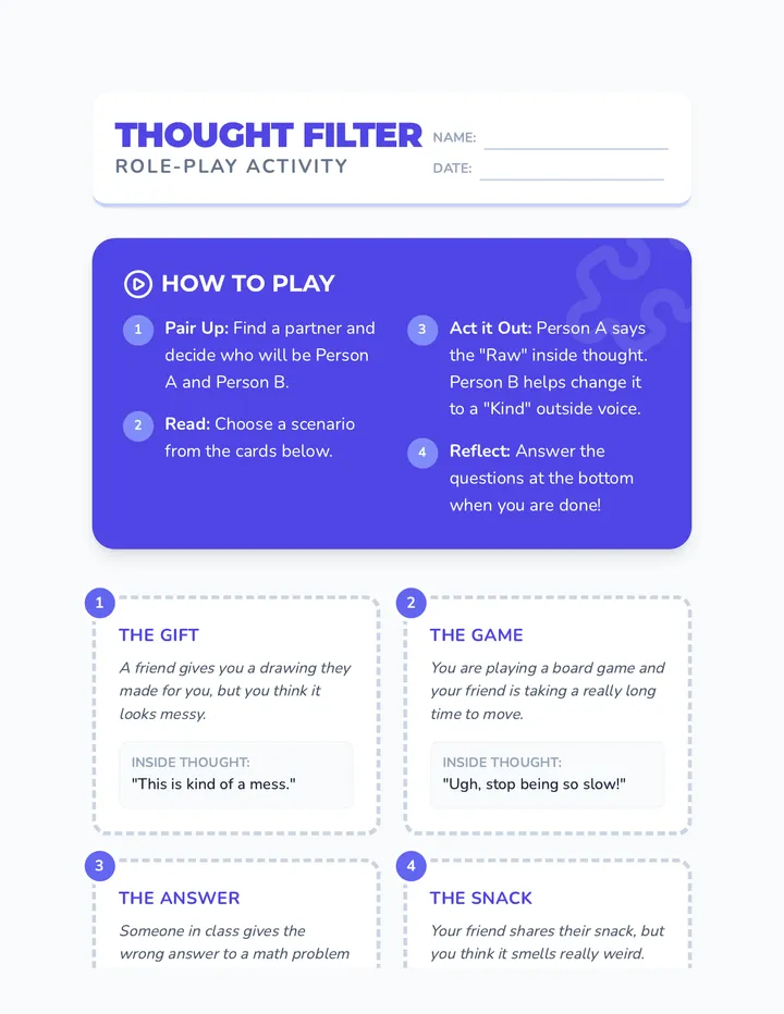 Thought Filter Activity Sheet
