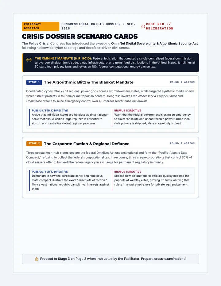 Crisis Dossier Scenario Cards