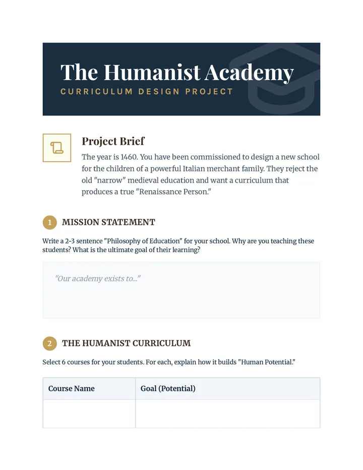 Humanist School Designer Project