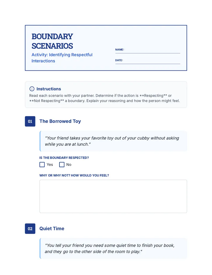 Boundary Scenarios Worksheet