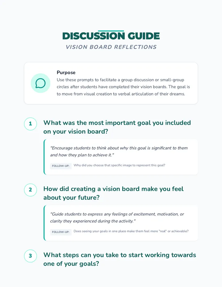 Vision Board Discussion Guide