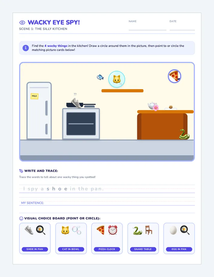 Wacky Scenes Worksheets