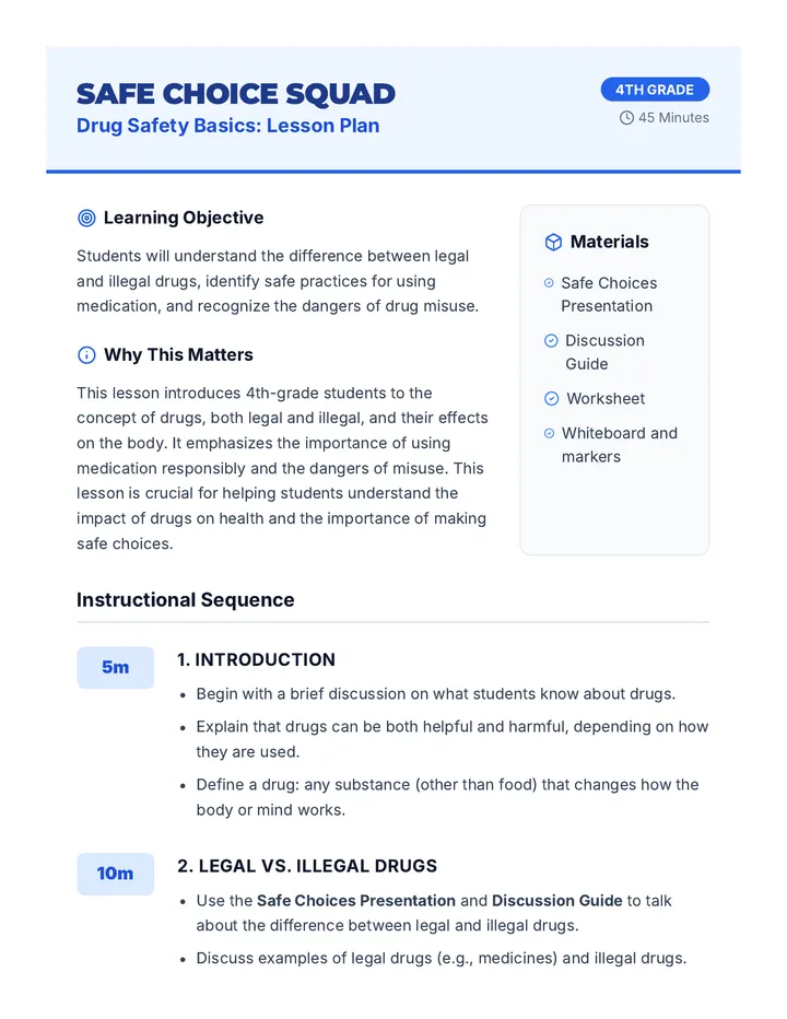 Drug Safety Lesson Plan