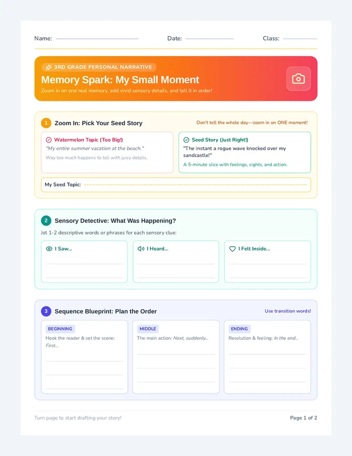 Memory Spark Worksheet