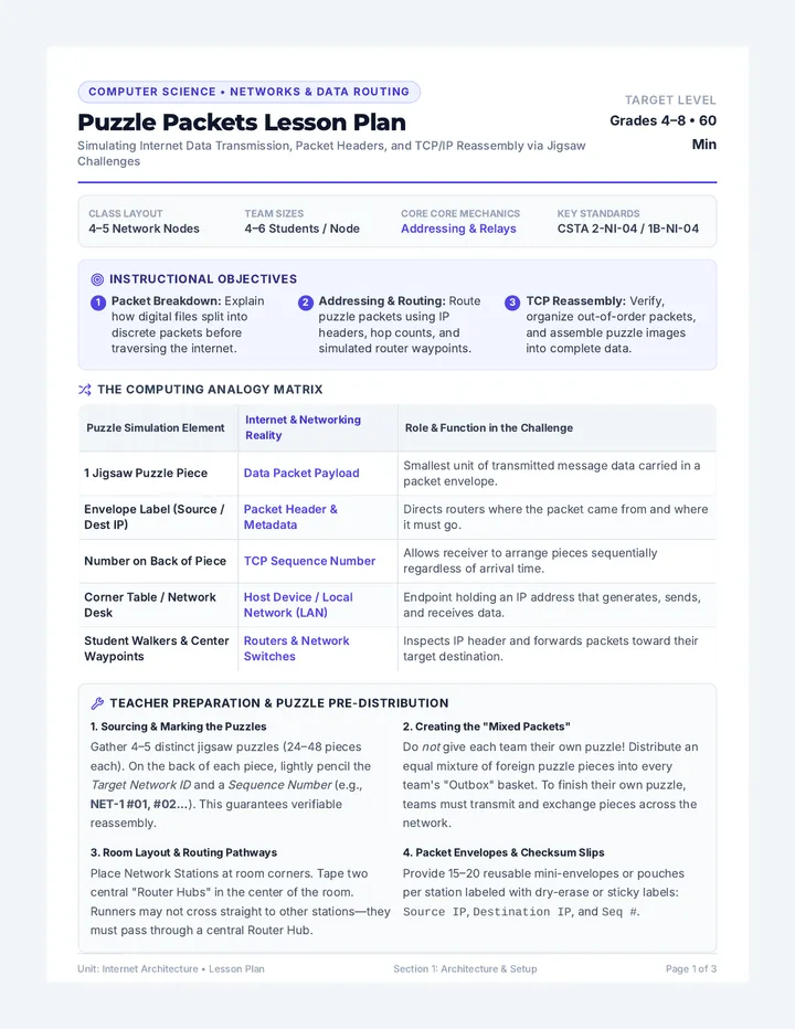 Puzzle Packets Lesson Plan