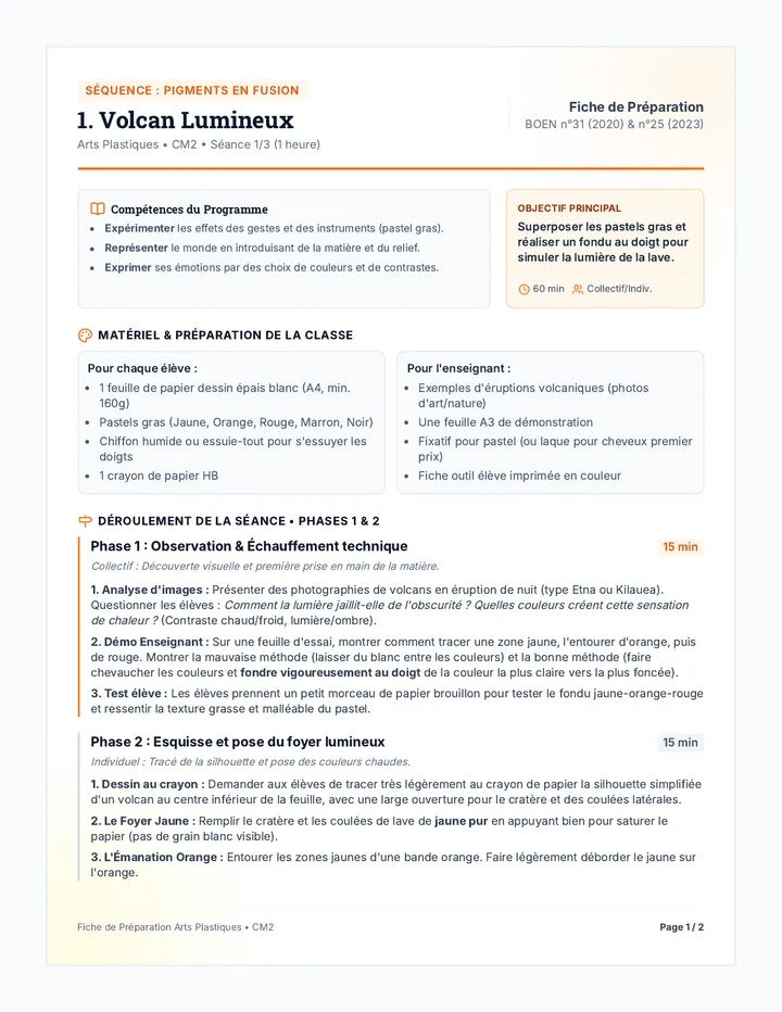 Volcan Lumineux Guide Enseignant