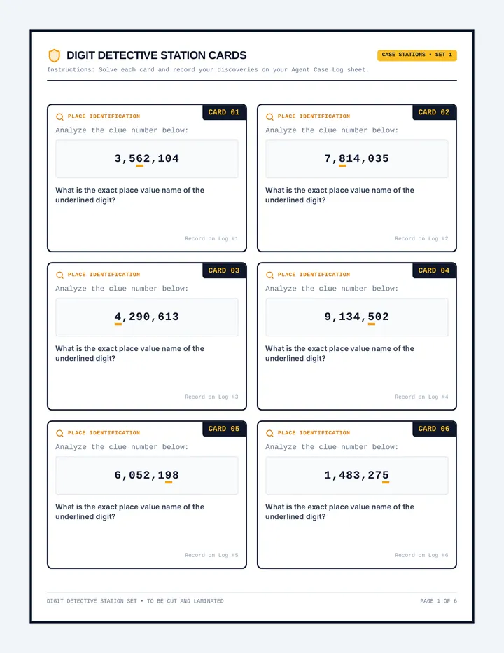 Digit Detective Task Cards