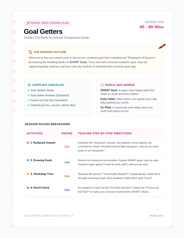 Goal Getters Teacher Guide