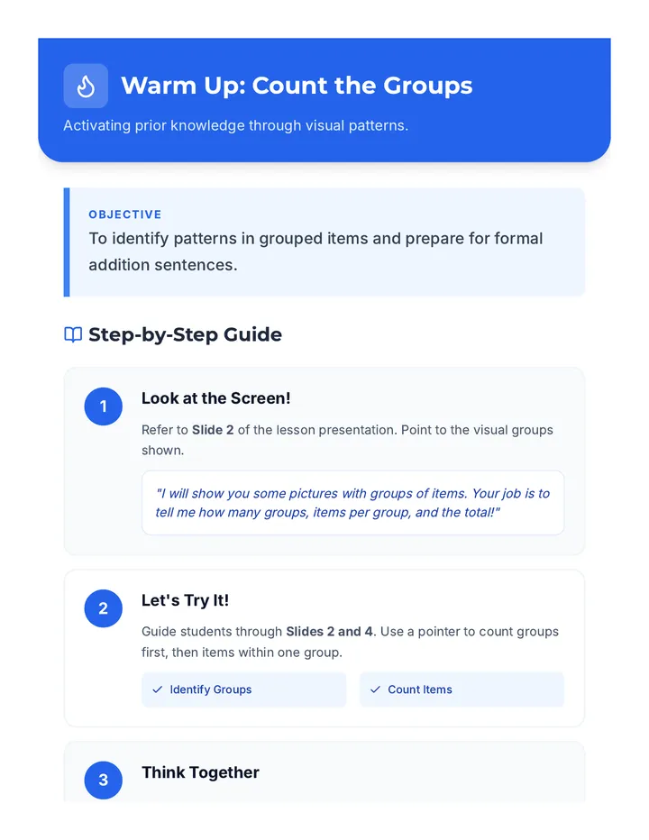 Group Counting Warm Up Guide