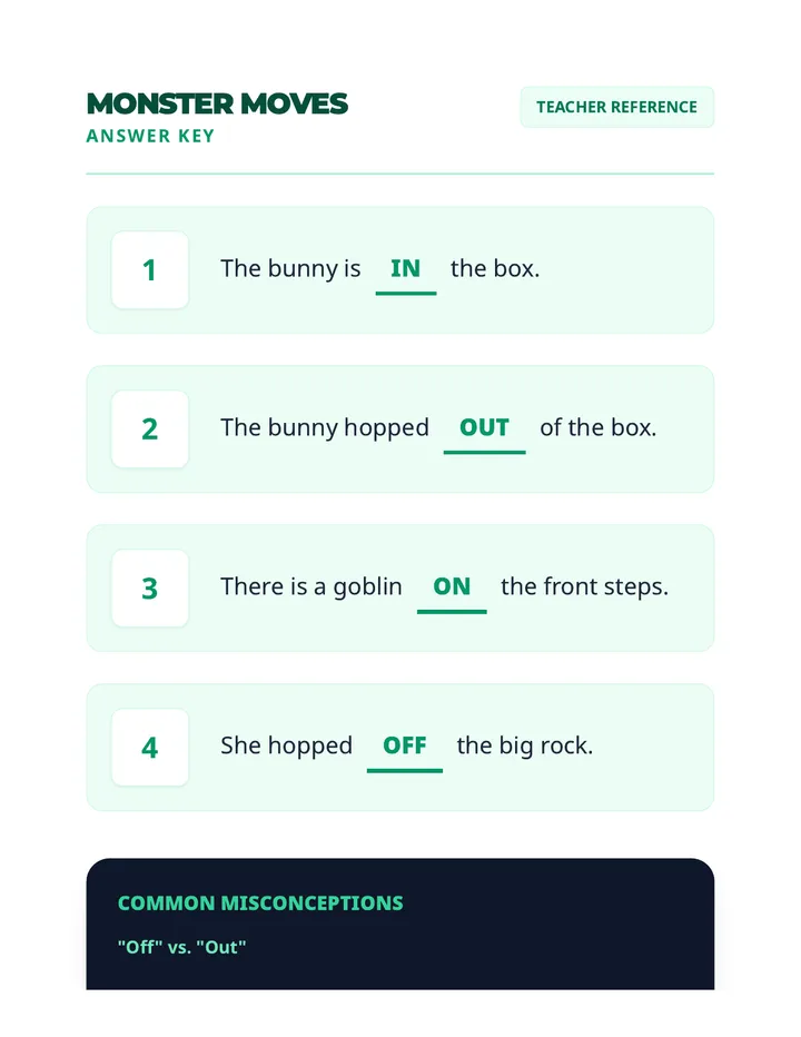 Monster Moves Answer Key
