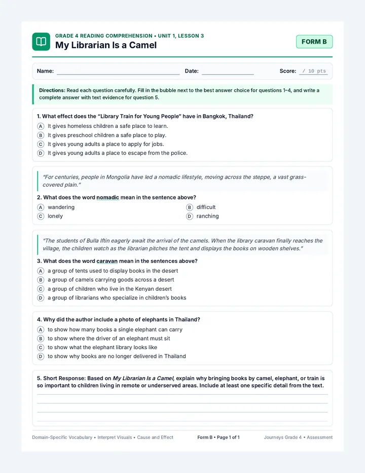 Caravan Readers Form B Test