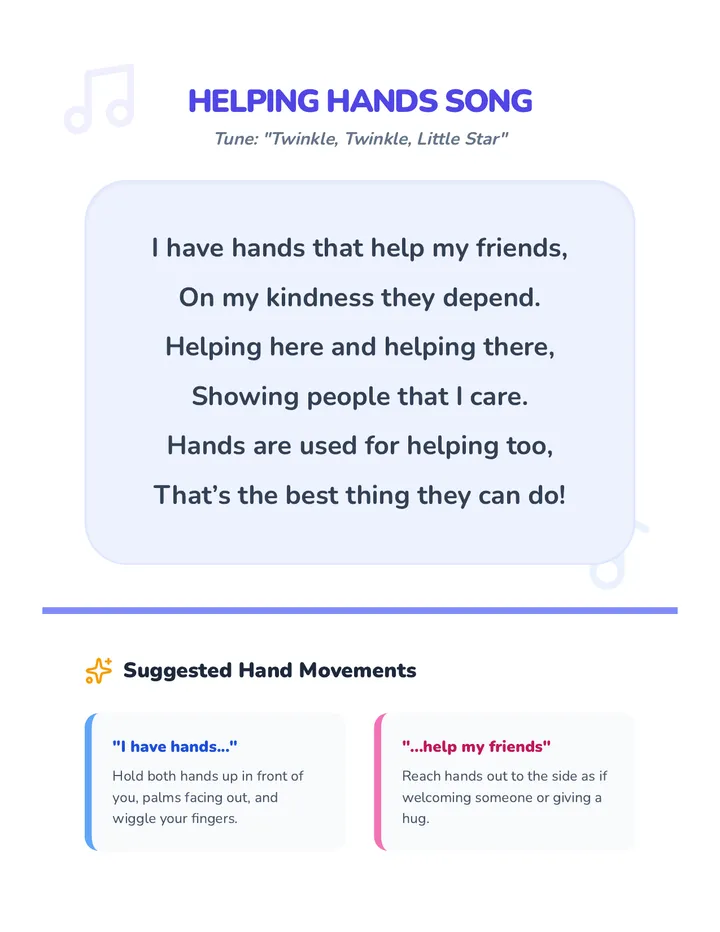 Helping Hands Song Sheet