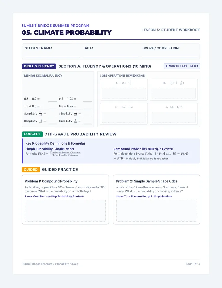 Climate Models Probability Workbook
