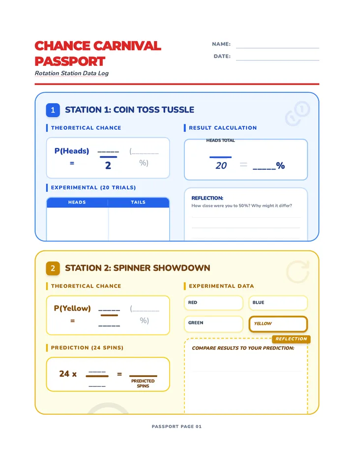 Probability Passport Worksheet