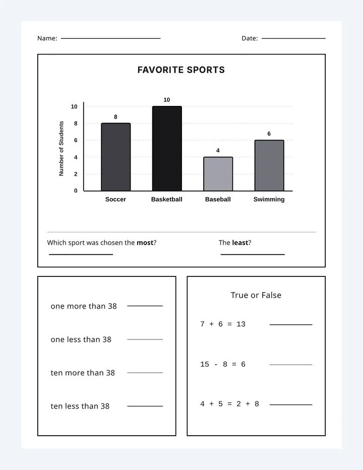 Favorite Sports Math Worksheet