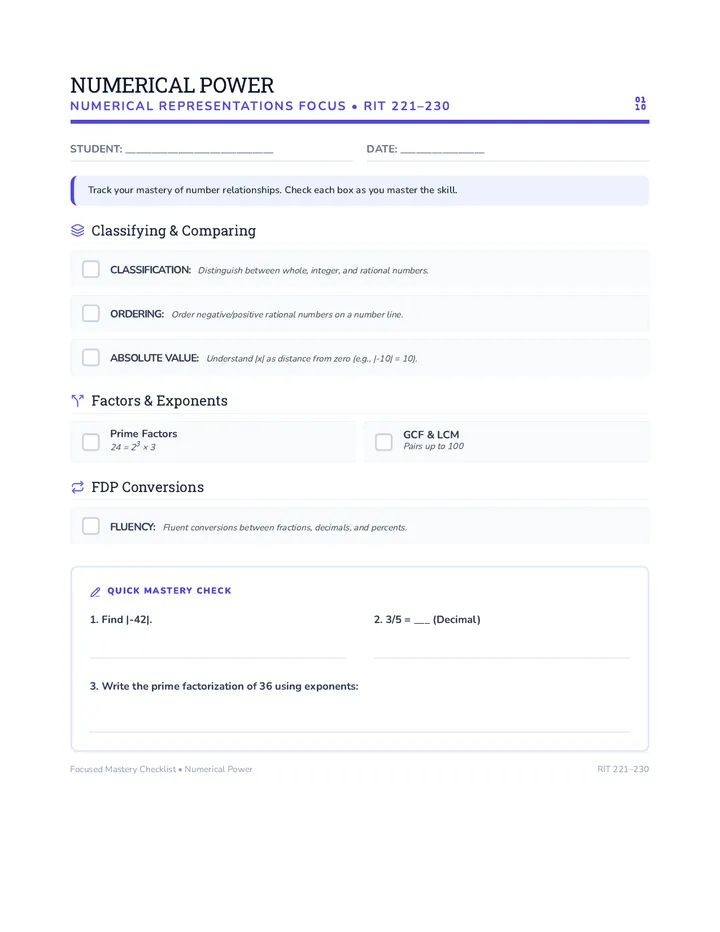 Numerical Power Checklist