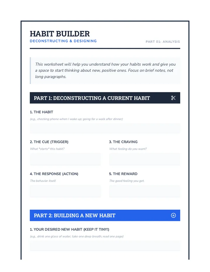Habit Builder Worksheet