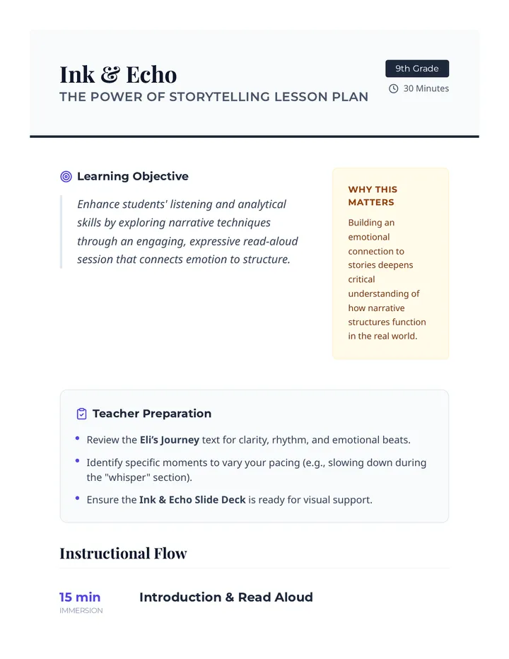 Storytelling Session Lesson Plan