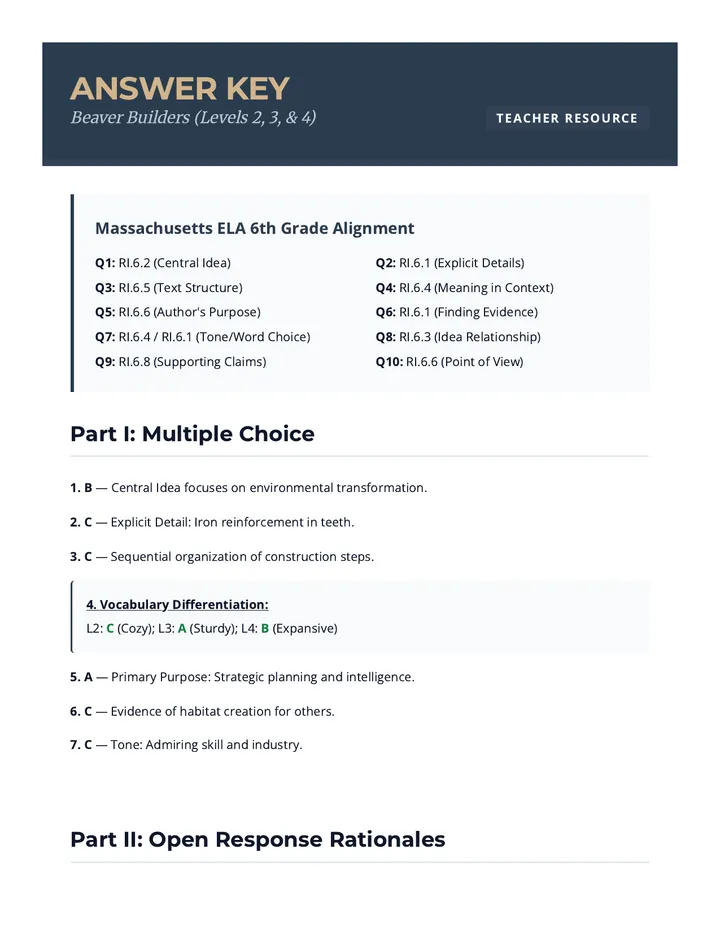 Beaver Builders Answer Key