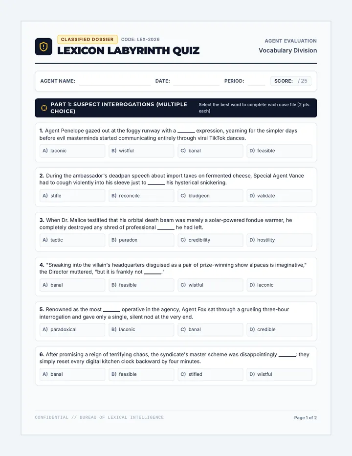 Lexicon Labyrinth Quiz