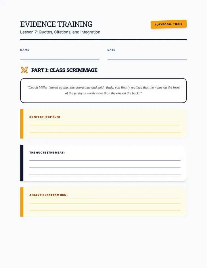 Evidence Training Worksheet