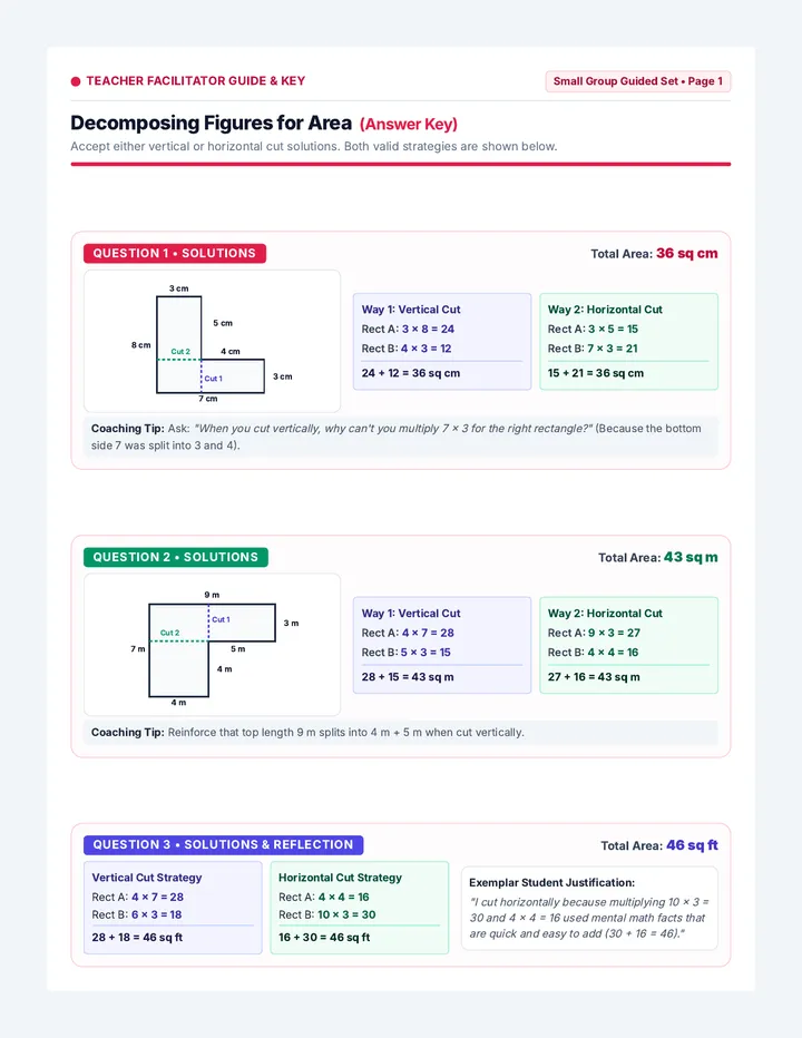 Decomposing Area Answer Key
