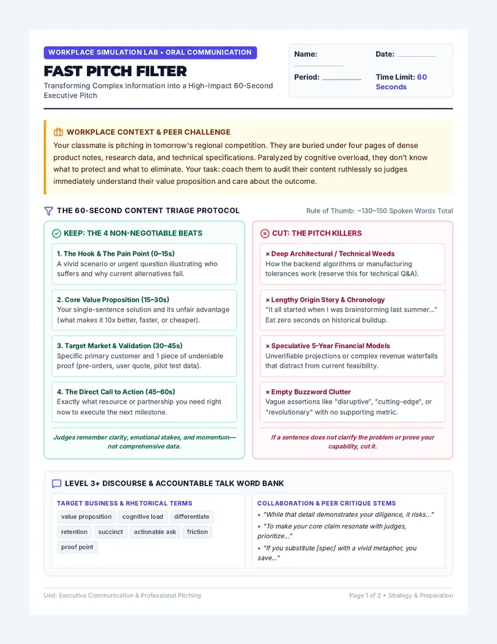 Fast Pitch Worksheet