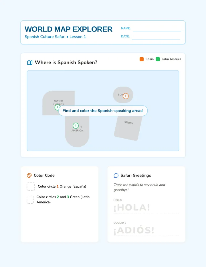 World Map Explorer Worksheet