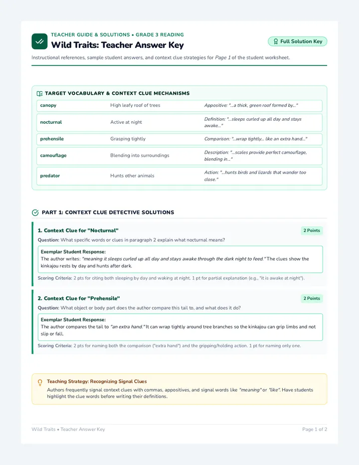 Wild Traits Answer Key